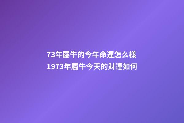 73年屬牛的今年命運怎么樣 1973年屬牛今天的財運如何